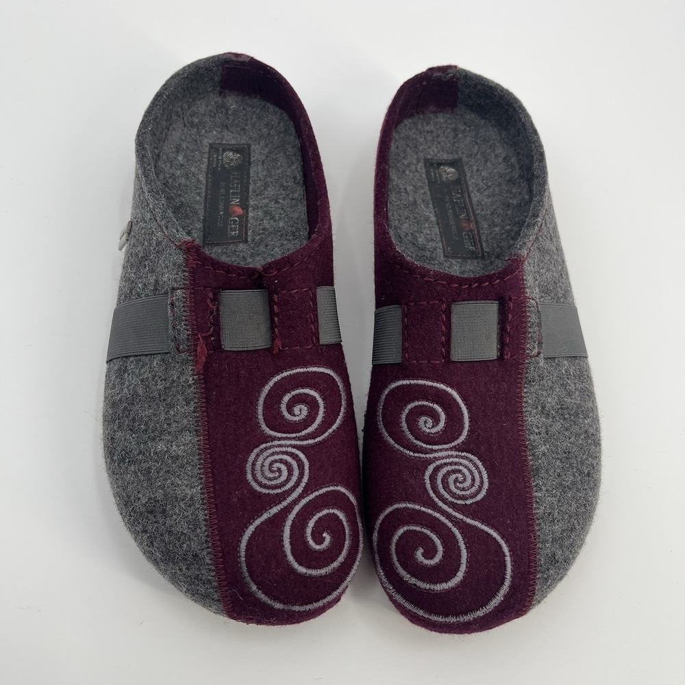 Haflinger Unisex MAGIC SWIRL Grey Wool Clog Slipper 42 US Mens 9 Womens 11 Slip